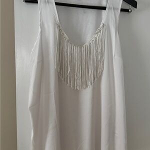 Express White Fringe Tank Top